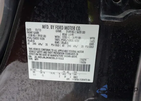 2014 Lincoln Mkx из США, поврежденный, VIN 2LMDJ8JK6EBL01522